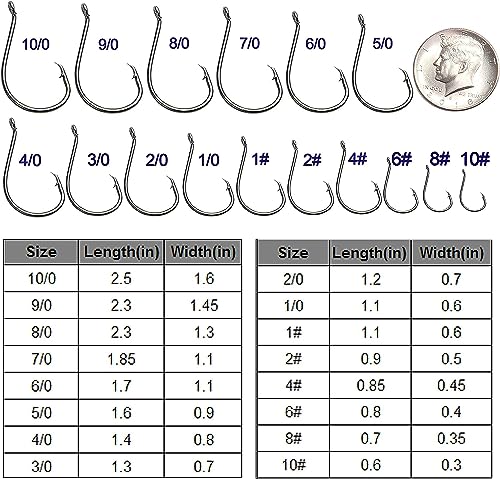 Image of Circle Fishing Hooks 2X Strong Customized Offset Sport Circle Hooks Black High Carbon Steel Barbed Sharp Octopus Saltwater Hooks Size 6-10 /0
