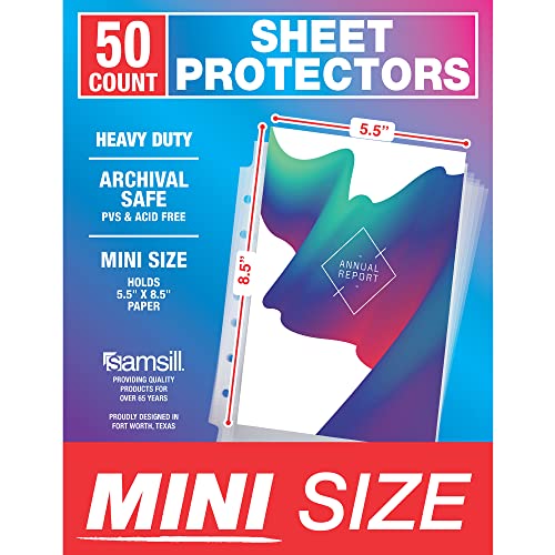 Samsill Mini Sheet Protectors 50 Pack, 5.5 x 8.5 Inch Page Protec...