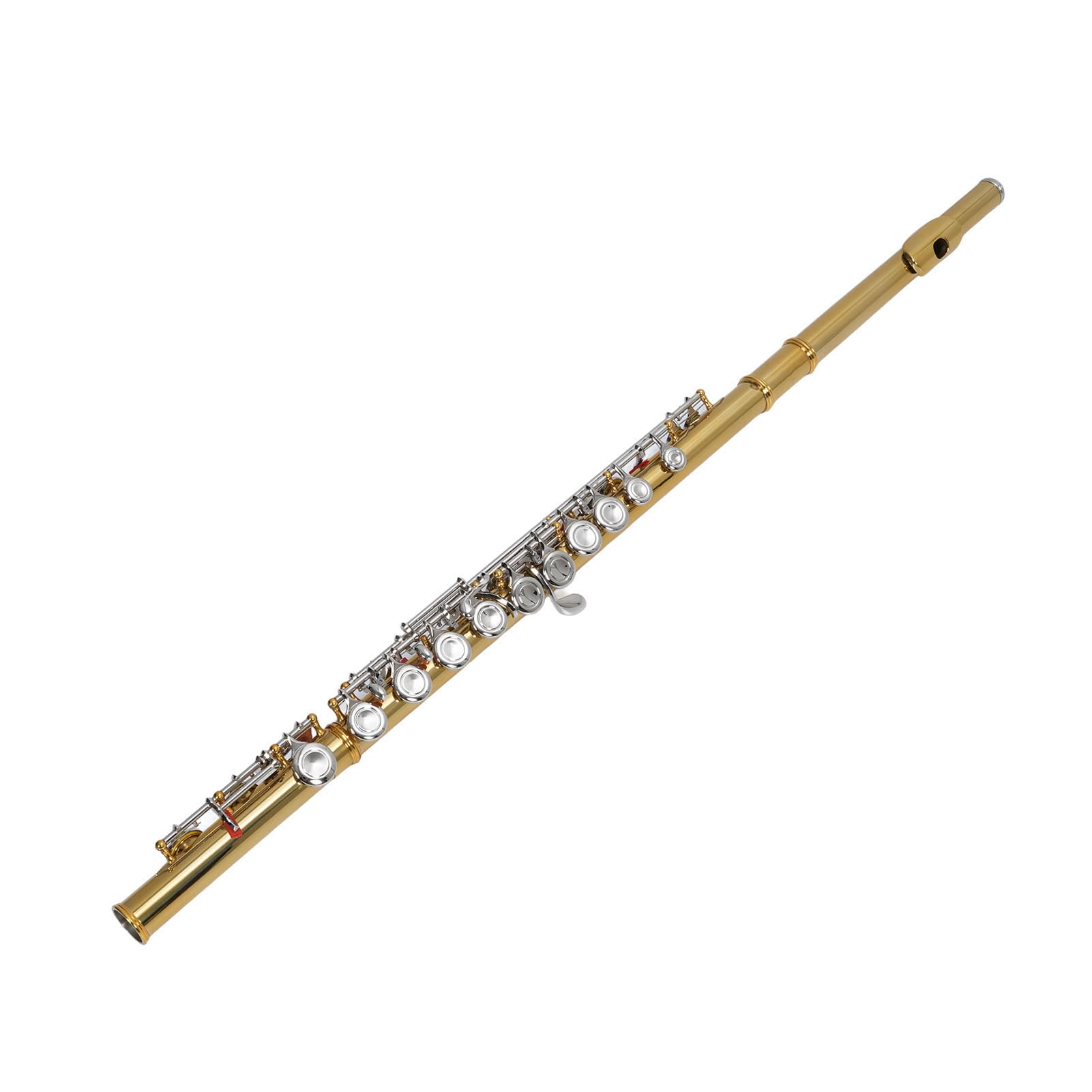 Cosiki Flauta C de Latón de 16 Teclas, Flauta Pulida a Mano con Capa Protectora, Estuche y Kit de Limpieza, Instrumento Musical para Estudiantes Principiantes