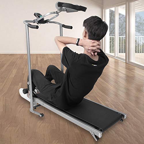 Image of Chrees Mini Folding Manual Treadmill Portable Indoor Fitness Workout Machine 2 Gear Incline Adjustable Height Armrest Shock Absorption Running Belt Exercise Equipment for Home Indoor