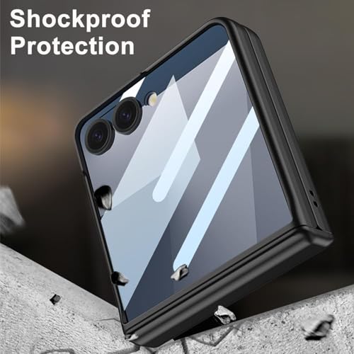 Image of Kapa Ultra Thin Back Cover for Galaxy Z Flip7 / Z Flip 7 | with [Magnetic Hinge Protection] and Inbuilt Glass Window Protection (Black)