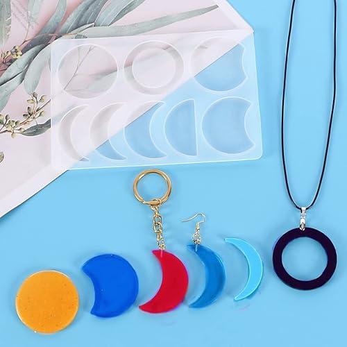 Miniatura 3 de EXCEART Fase lunar de silicona para manualidades de resina, colgante de luna creciente para fabricación de joyas hechas a mano y adornos