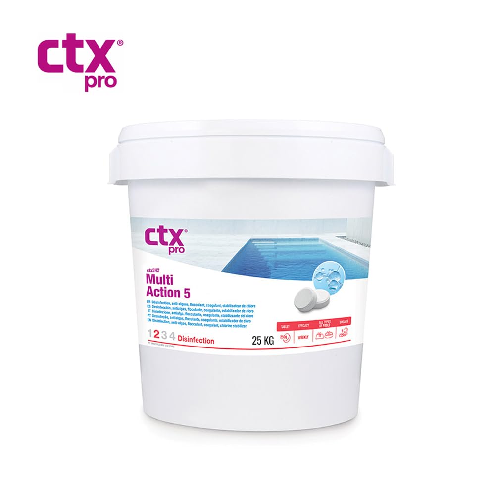 AcquaHOME® CTX 342 (Ex CTX-392) 25KG TRIPLEX PASTIGLIONI MULTIACTION da 250 GR - A LENTA DISSOLUZIONE - CLORO MULTIAZIONE SENZA RAME