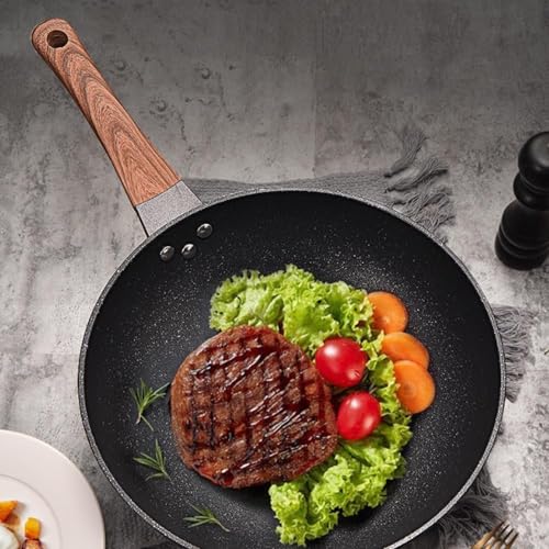 Wok negro redondo con recubrimiento de piedra de granito 12.6 pulg y tapa miniatura 2