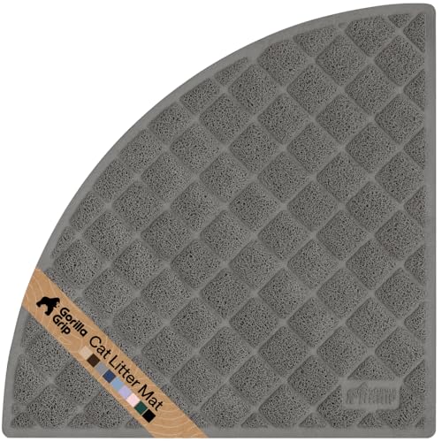 Image of Gorilla Grip Durable Cat Litter Mat, XL Jumbo, No Phthalate, Water Resistant, Traps Litter from Box and Cats, Scatter Control, Soft on Kitty Paws, Easy Clean Mats (Corner: Gray)