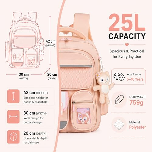 Image of Brainy Bundle School Backpack for Boys & Girls, Kids School Bag | 25L Capacity • 2 Compartments & 6 Pockets • Age 5-10 Years • Water-Resistant • Lightweight • Padded Straps