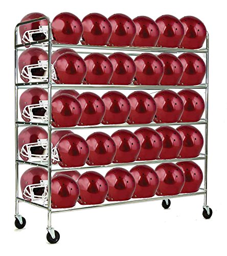 Champion Sports Heavy Duty Steel Football Helmet Cart with Swivel Casters - Holds Up to 60 Helmets