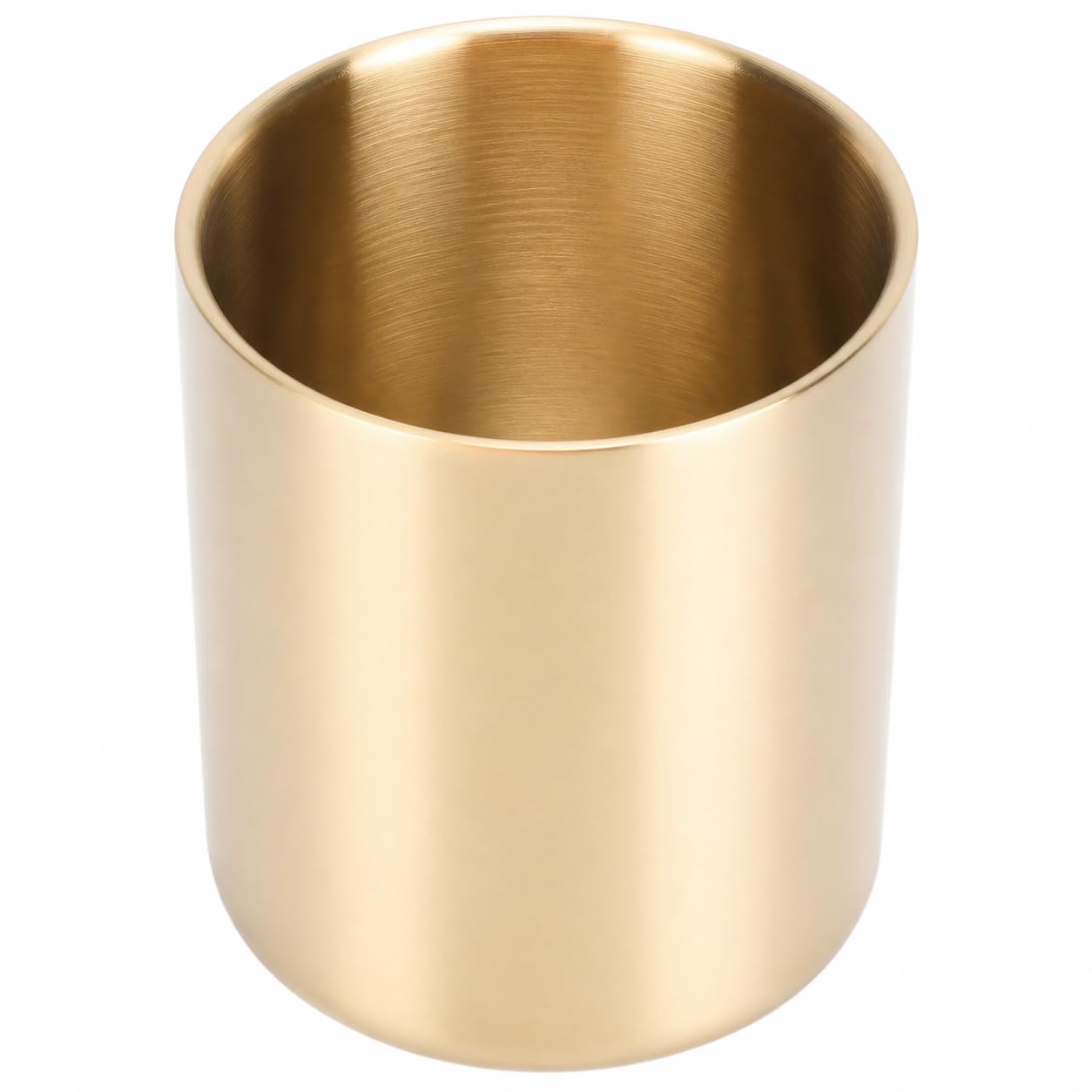 Naroote Porta della Penna Dorata, Portata a Matita Oro Porta | Penna per Scrivania Golden Round Brush Spazzole Vaso in Acciaio Inossidabile Vaso a Penna Dorata per Accessorio per la Casa