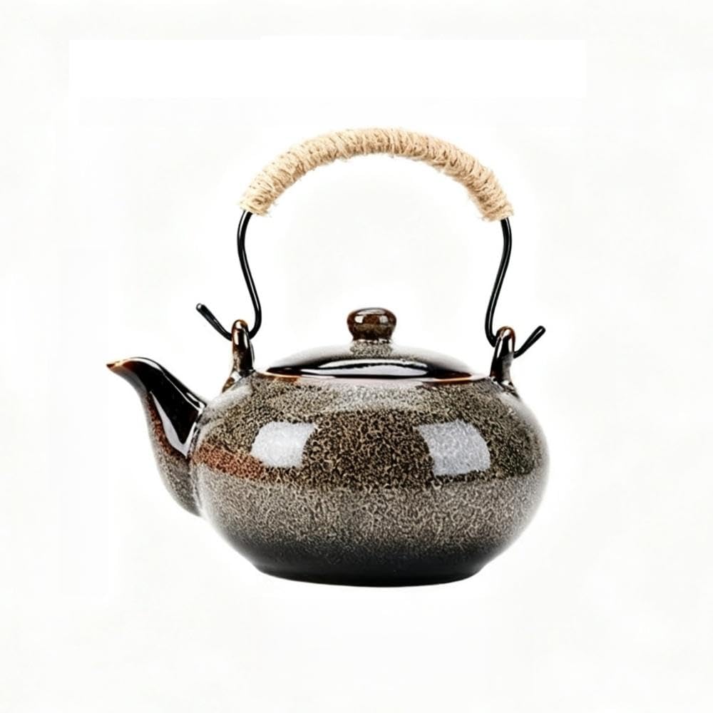 Japanese Teapot with Infuser Ceramic Tea Pot with Removable Stainless Steel Filter for Loose Tea 25 OZ/750ml for Office Home Men Women as Gift Grey