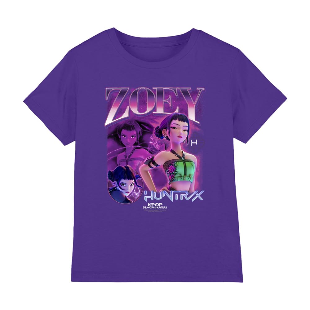 K-Pop Demon Hunters - Huntrix Huntr/X Zoey Bootleg Kids T Shirt, Purple, 12-13