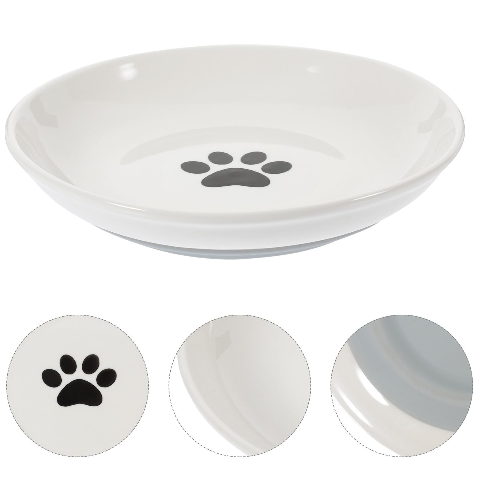 TOYANDONA 3 Pezzi Ciotole per Gatti in Ceramica Fondo in Silicone Antiscivolo, Ciotola Rotonda Bassa e Larga per Cibo e Acqua, per Gatti Piccoli e Alimentazione Quotidiana