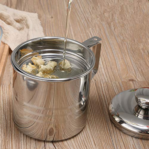 OnePine 1.2L Oil Strainer Pot with 304 Stainless Steel Detachable Fine Mesh Filter and Lid - Image 3