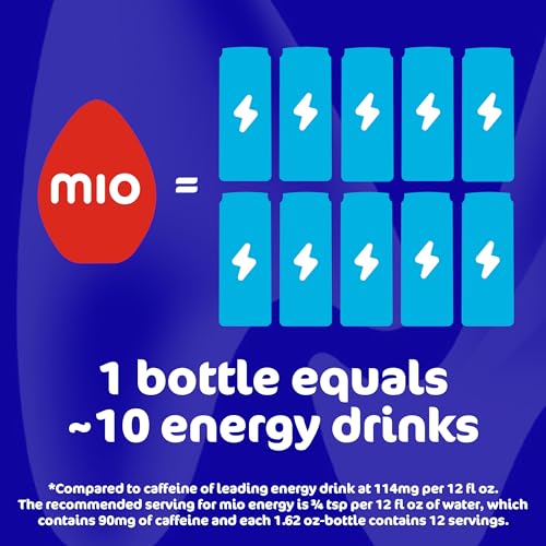 Image of Mio Energy Water Enhancer Variety Pack, 1.62 fl oz, 3 Flavors (Tropical Fusion, Wicked Blue Citrus, Green Thunder) with Caffeine and B-Vitamins, Zero Sugar