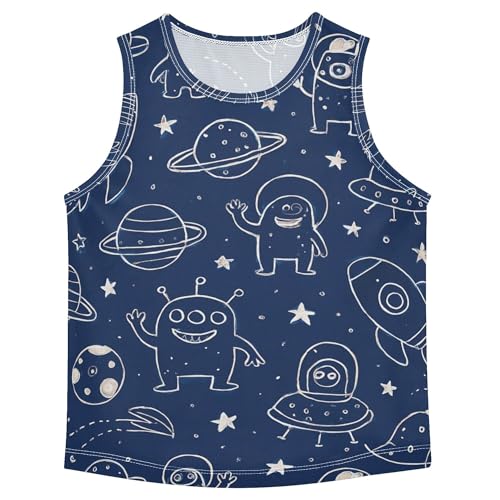 JUNZAN Space Stars Blue Tank Top for Boys Sleeveless Toddler Vest Active Shirts for Workout Gym Fitness Cycling Swimming 3T
