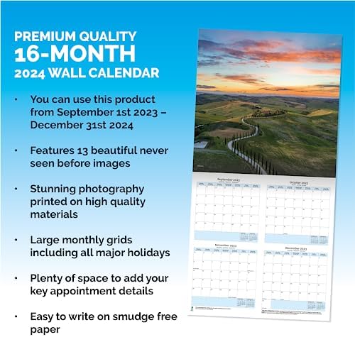 Italy Calendar 2024 | Square Wall Calendar | 16 Months | Dayplanner Publishing