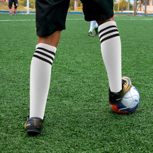 AOPRIE Baseball Socks Bulk Sport Athletic Socks Youth Knee High Long Tube Softball Football Soccer Team Sock Unisex Adult Women Man White, 4 Pack3