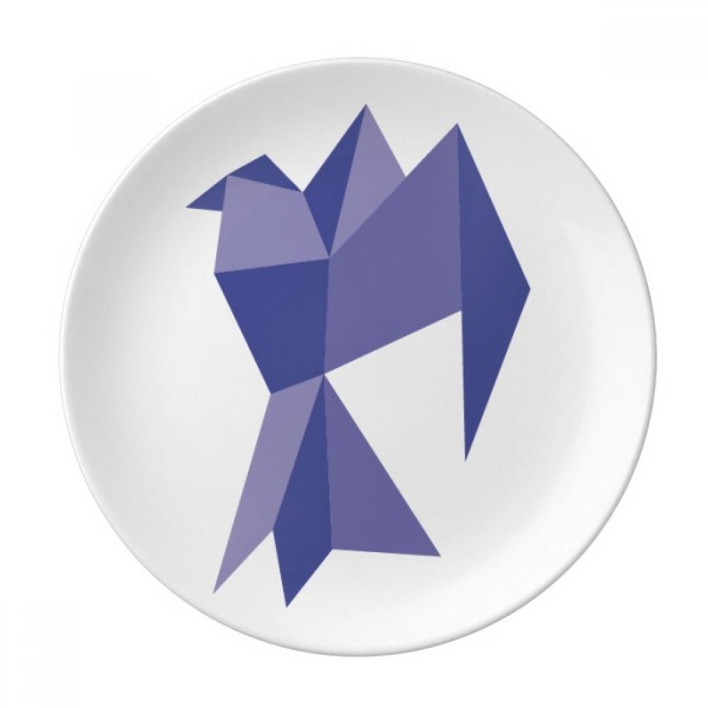 DIYthinker Purple Origami Abstract Pigeon Pattern Decorative Porcelain Dessert Plate 8 inch Dinner Home Gift
