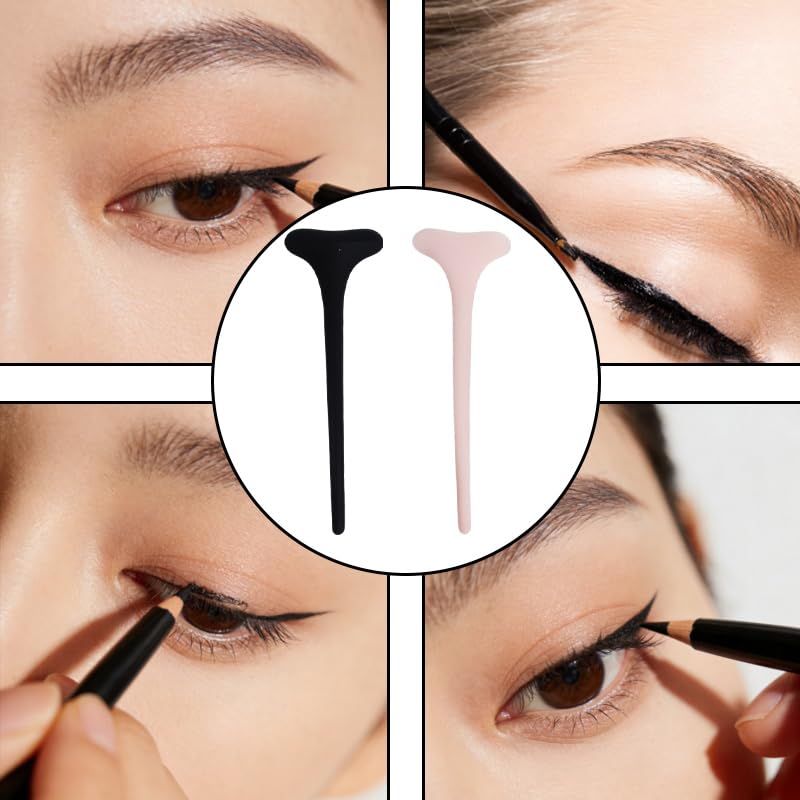 2PCS Silicone Mascara Shield,Reusable Mascara Guard for Eyelash and Eyeshadow Makeup, Beginners Friendly Tool for Women（Black+Pink）
