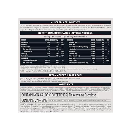 Image of MuscleBlaze Pre Workout WrathX Powder, Cola Frost, 85g | 5 Servings | With Creapure, NitroBlaze & BioPerine
