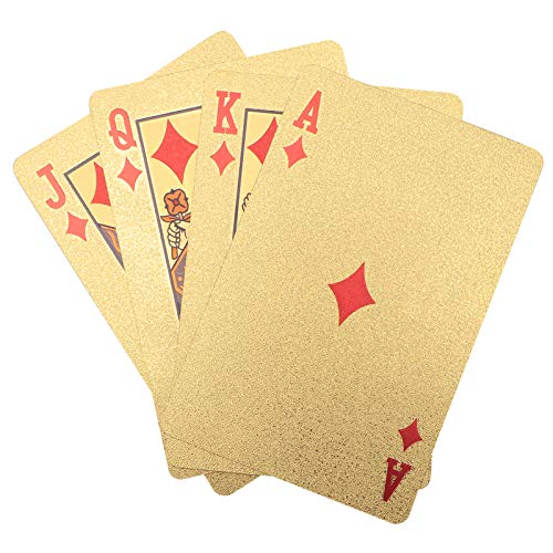 für Pokerkarten, hochwertige Goldfolien-geprägte Oberfläche, komplettes Set 52+2 Standardgröße, wasserdicht, langlebig, flexibel, kratzfest, mit goldener Aufbewahrungsbox – Bild 6