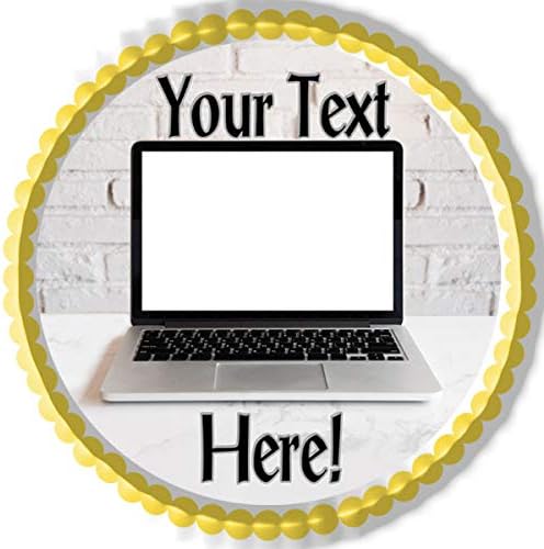 Ordenador portátil - Decoración comestible para tartas - 6" redondo