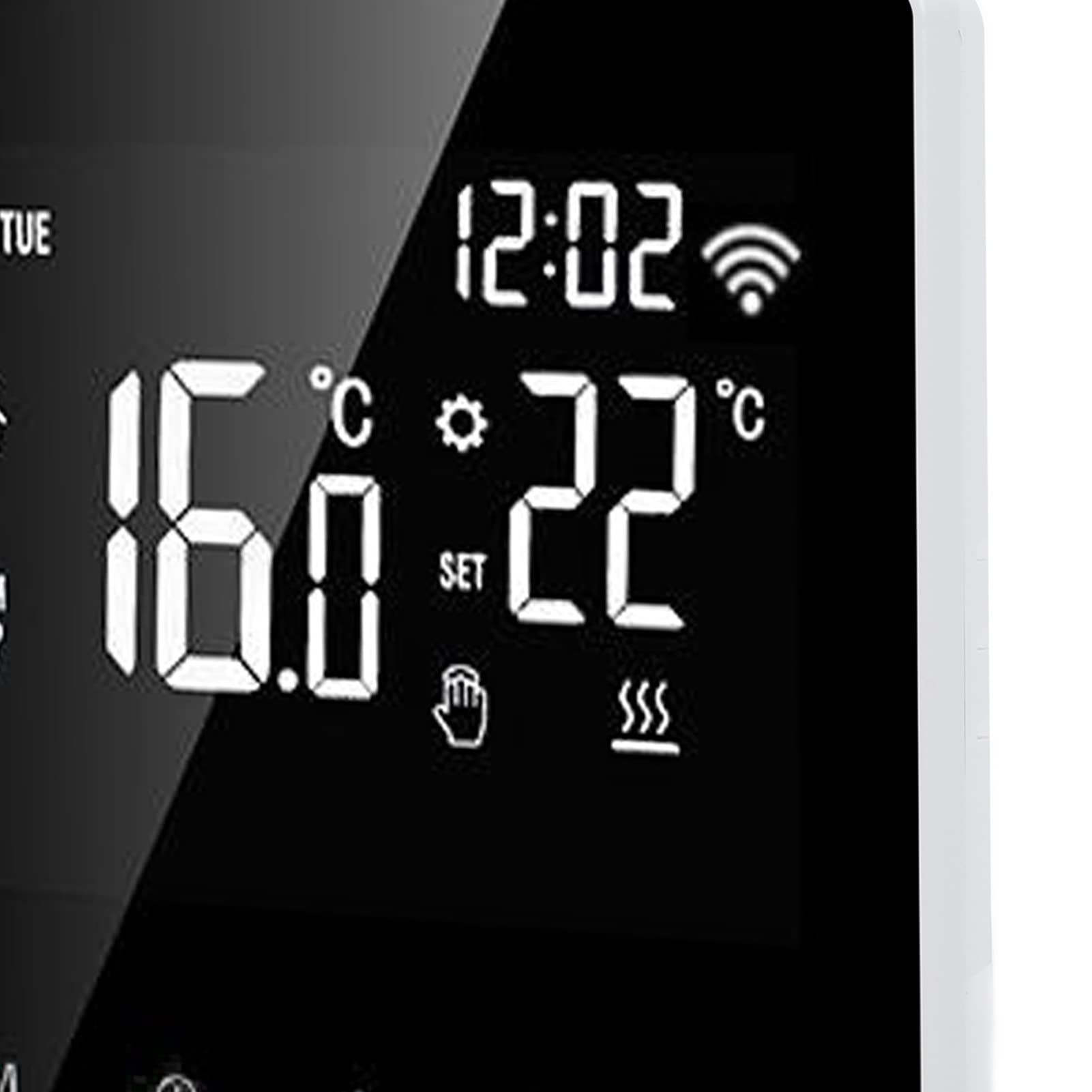 Me81H LCD Thermostat Eau Chauffage par Le Sol Chaudière Murale électrique Thermostat de Chauffage par Le Sol pour Thermostat Ac230V (Dos Blanc et Bouton Blanc 3A)