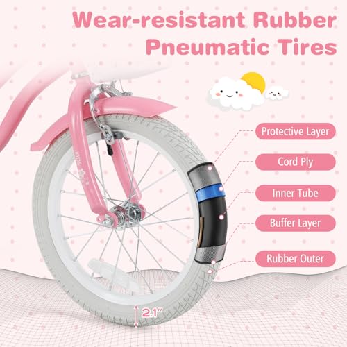 Image of BABY JOY Kids Bike, 12 14 16 18 20 Inch Boys Girls Bike w /Removable Basket | Kids Bicycle with Adjustable Seat & Handlebar, Handbrake & Coaster Brake, Training Wheels or Kickstand (Multi-Color Choices)