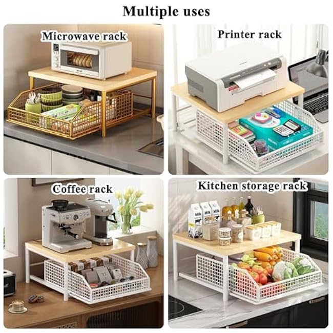 Home Storage RacksCompact Rolling Microwave Cart with Storage Dual Layer Kitchen Shelf on Wheels Small Kitchen Rack for Microwave Fruits & Vegetables Gold Finish Space Saving Design-o3My1WoP
