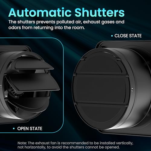 HG Power 8 Inch Exhaust Fan with Speed Controller, 567CFM Kitchen Exhaust Fan with Shutter Damper, Wall Exhaust Fan, Metal Extractor Fan for Ceiling, Bathroom, Basement, Attic, Window Ventilation