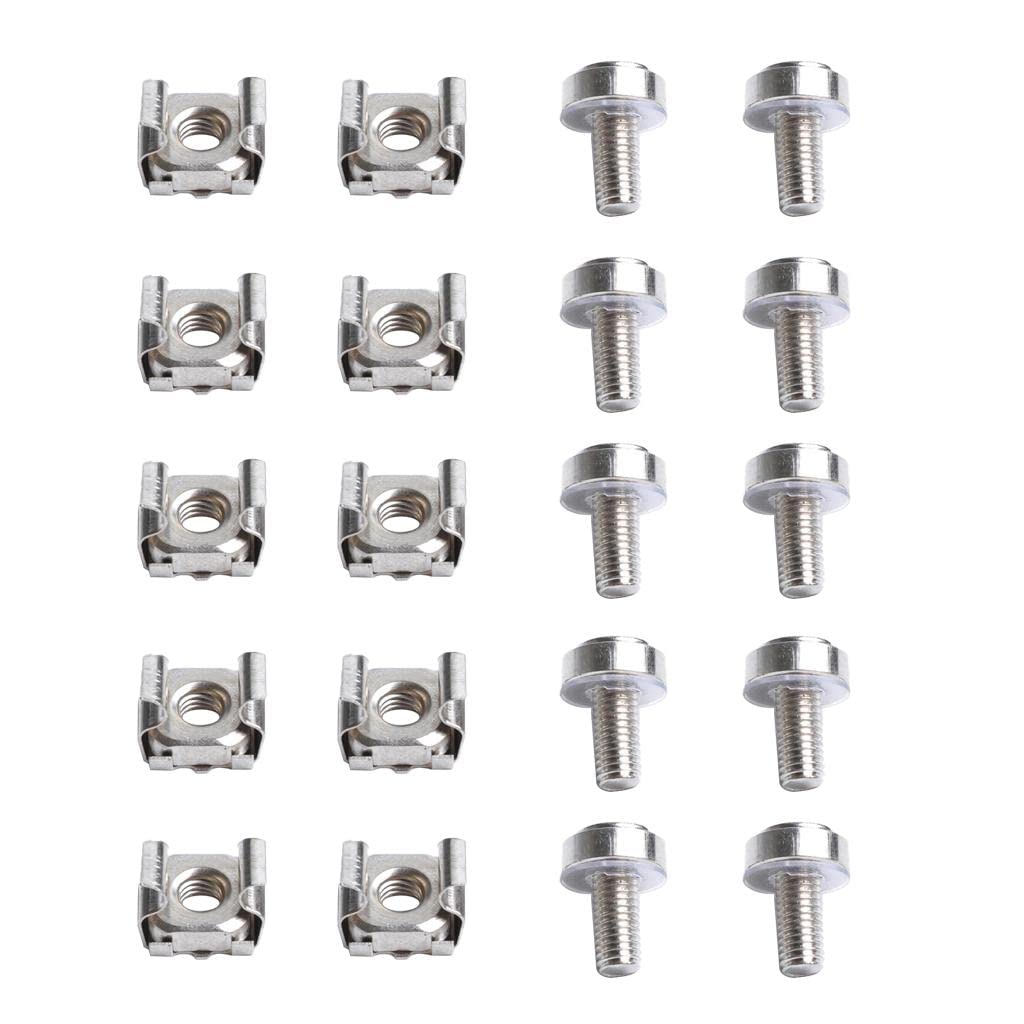 10 Pack Lot M6 20 Rack Mount Cage Nuts Screws W Washers Square Clipsrackmount Cabinets Frames Racks Chassis Patch Panels Enterprise Networking Servers Computers-image-0