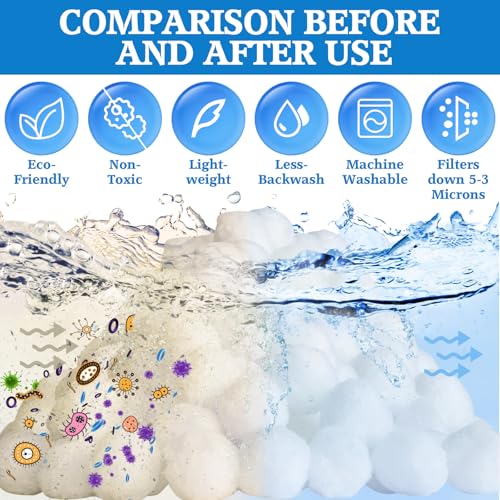 LPAOIS Filterbälle Pool 1000g,Filter Balls,Sandfilteranlage Filterballs,Filterbälle für Pool,Filterpumpe,Aquarium Sandfilter,Poolreinigung Zubehör,für Pool Sandfilter,Schwimmbad,Filterpumpe