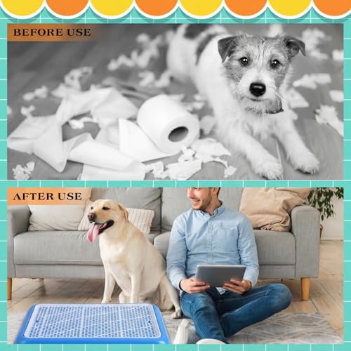 Image of Mifoci 1 Pcs Dog Potty Tray Mesh Puppy Training Pad Holder Floor Protection Portable Pee Pad Pet Toilet Training Tray Litter Box Corner for Medium and Large Dogs (25.6 x 18.9 Inch,Blue)