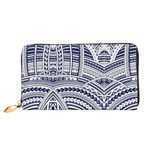 Portefeuille en cuir bleu pour femmes avec porte-cartes de crédit et motifs tribaux