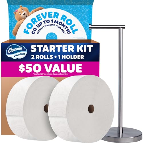 Charmin Toilet Paper Ultra Soft, Forever Roll Starter Kit, 1 Holder, 2 Rolls, 2-ply Bath Tissue