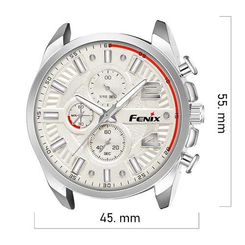 Image of FENIX Watch for Men, White Diel, Brown Leather Strap (Brown)
