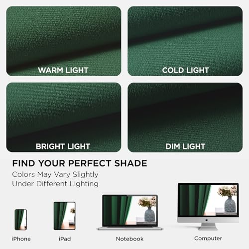 Image of Joydeco Blackout Curtains 63 Inchs Long 52 Wide Black Out Curtains 2 Panels, Thermal Insulated Long Curtain& Drapes Room Darkening Grommet Drapes for Living Bedroom Window (W52 x L63 Inch, Dark Green)