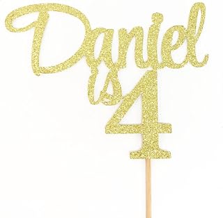 Atelier Elegance Any Name, 4 Cake Topper, Four Cake Topper, 4th Birthday Cake Topper