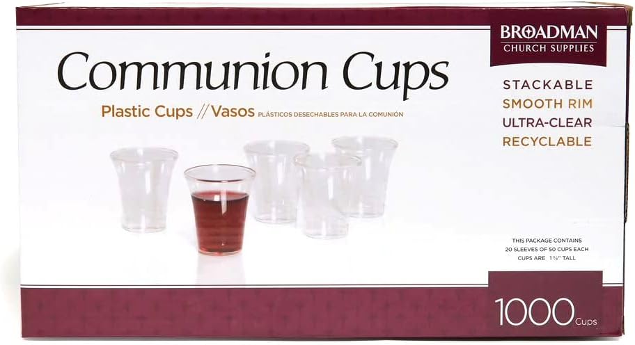 BROADMAN CHURCH SUPPLIES Plastic, Disposable, Recyclable Communion Cups, 1000 Count