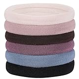 60 Pcs 2 Inch Neutrals No Damage Hair Ties for Women Thick Hair, Large Soft Seamless Nylon Fabric Ponytail Holders Elastics Band for Women