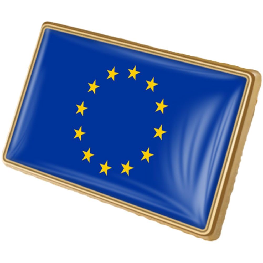 Hrippy European Union Flag Lapel Pin, Metal Eu Flag Brooch Pin Badge Travel Souvenir Gifts for Hat Clothes Backpack