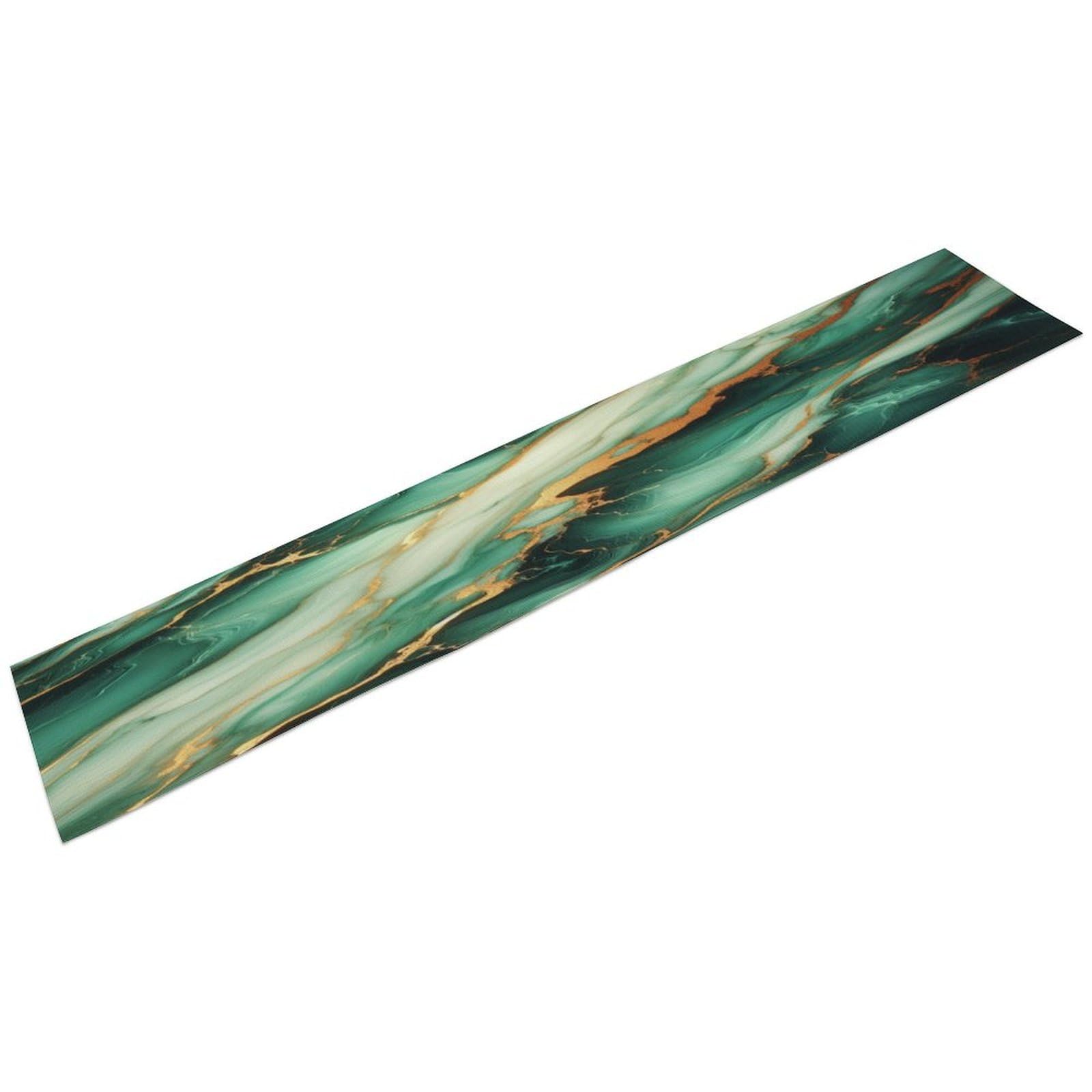 Camino de mesa con estampado de mármol, estilo moderno y moderno, camino de mesa abstracto para cocina, fiesta, cena, boda, celebración, hogar, sala de estar, 33 x 274 cm, color verde oscuro