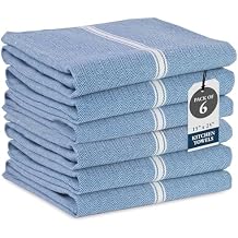LANE LINEN Kitchen Towels Set - 100% Pure Cotton Dish Towels for Kitchen, Super Absorbent Kitchen Hand Towel, Tea Towels, Soft & Durable Dish Cloths, Pack of 6 14x25, Indigo