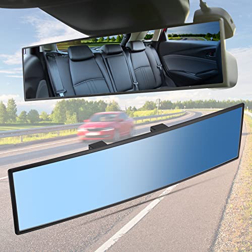 JOYTUTUS Rear View Mirror, Universal 11.81 Inch 2 Pack Panoramic Convex Rearview Mirror, Interior Clip-on Wide Angle Rear View Mirror to Reduce Blind Spot Effectively for Car SUV Trucks -Blue