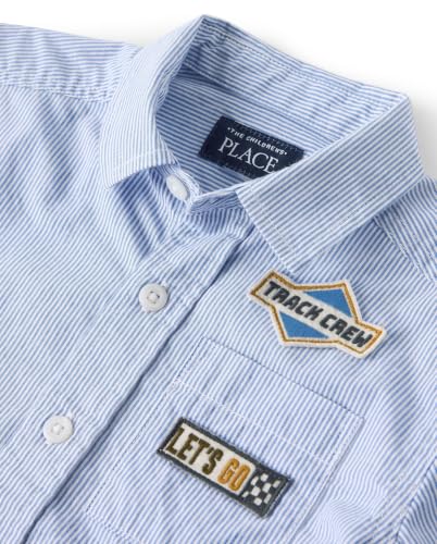 Image of The Children's Place Baby Boys' and Toddler Poplin Short Sleeve Button Down Shirt