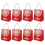 OSOLADY Lot de 8 Boîtes à Bonbons Chinoises Rouges pour Mariage, Design Créatif, Portable en Papier et Plastique, Ambiance Festive pour Banquet de Mariage