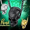 FaithHeart Black Skull Head Necklace, Men's Gothic Skull Pendant Celtic Knot Jewellery Solid Stainless Steel Skeleton Neck Chain Adjustable 55cm+5cm #4