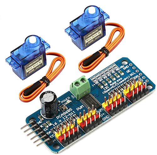 Image of REES52 PCA9685 16 Channel 12-Bit PWM Servo Motor Driver IIC Module and 2pcs SG90 9G Micro Servo Motor for Arduino Robot