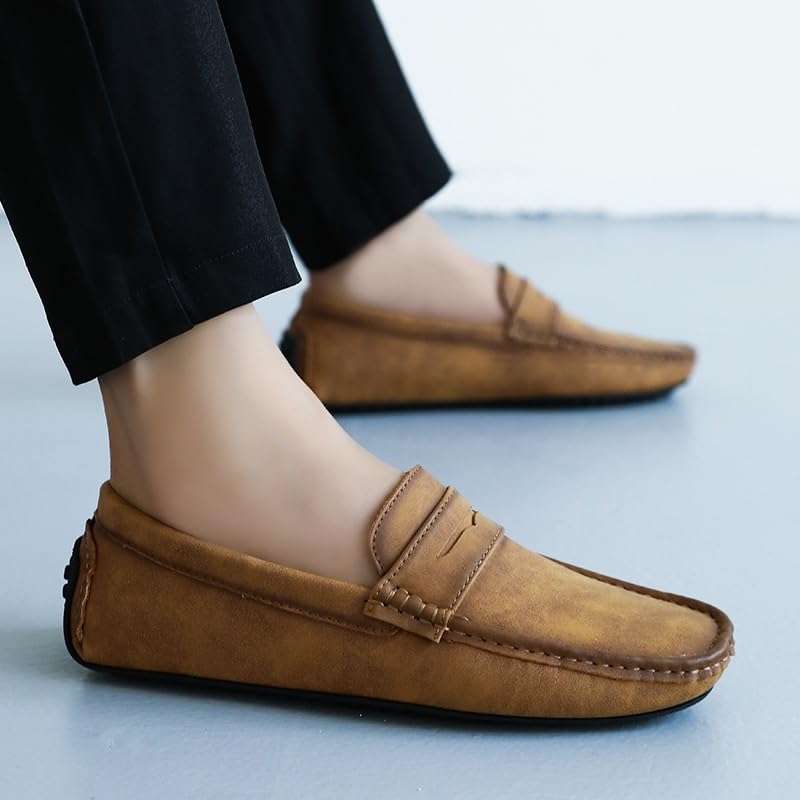 Shoes Men's Low-top Soft-Soled Slip-on Loafers Versatile Comfortable Square-Toed Oxford Shoes for Parties Weddings Driving Men Casual and Breathable Shoes4