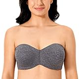 DELIMIRA Damen Minimizer Trägerloser BH mit Bügel Große Größen Dirndl Bandeau BH ohne Polster Schwarzer Mergel 85D