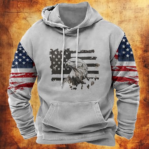 HOTYD Mens American Flag Western Country Hoodies Big and Tall Drawstring Hooded Sweatshirt Pullover Cowboy Jacket for Men2